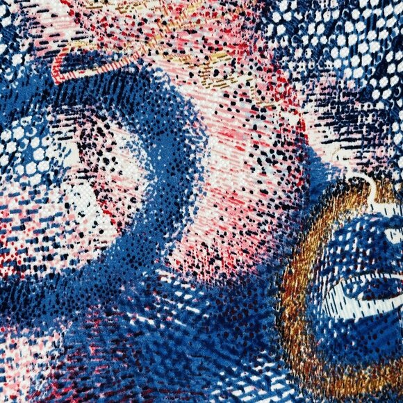 Amana Multicolored Abstract Print Boat Neck Ruffle Sleeve Tunic Blouse Size L - Picture 6 of 8